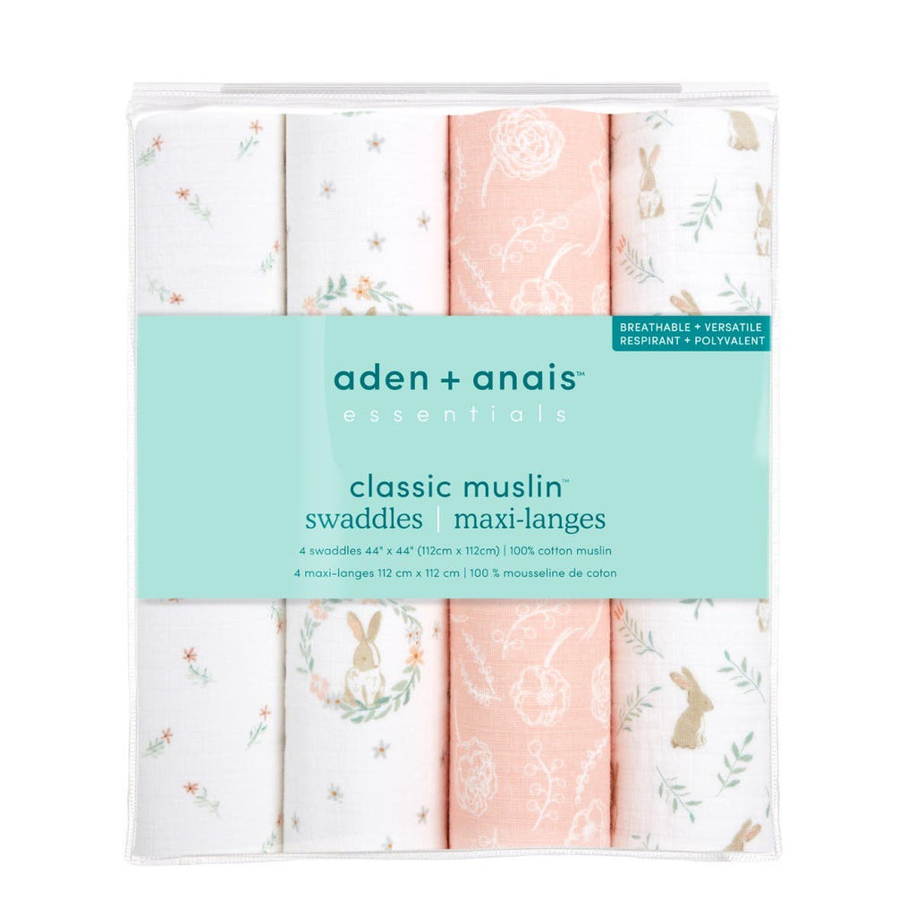 Swaddle Muselina 4 pack Essentials - Blushing Bunnies
