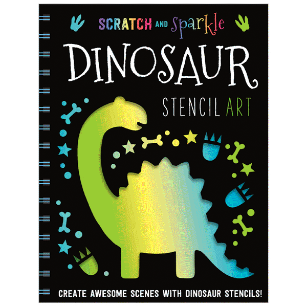 Libro de actividades Scratch and Sparkle: Dinosaur Stencil Art