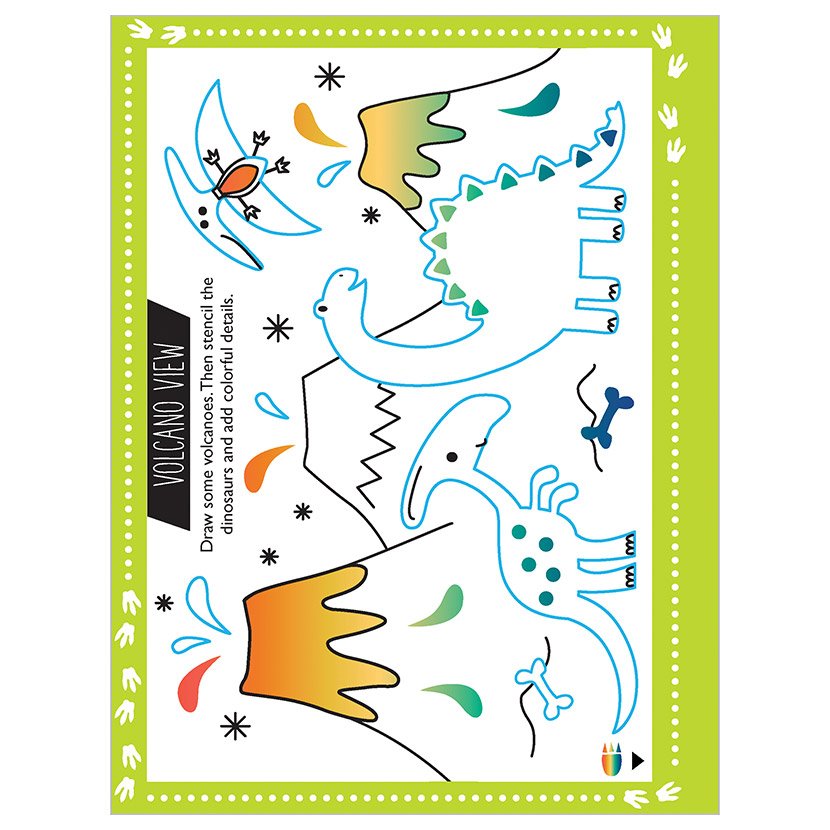 Libro de actividades Scratch and Sparkle: Dinosaur Stencil Art