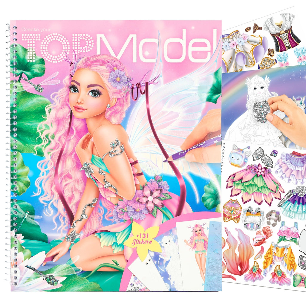 Create your TOPModel - Libro colorear y calcomanías Fantasy