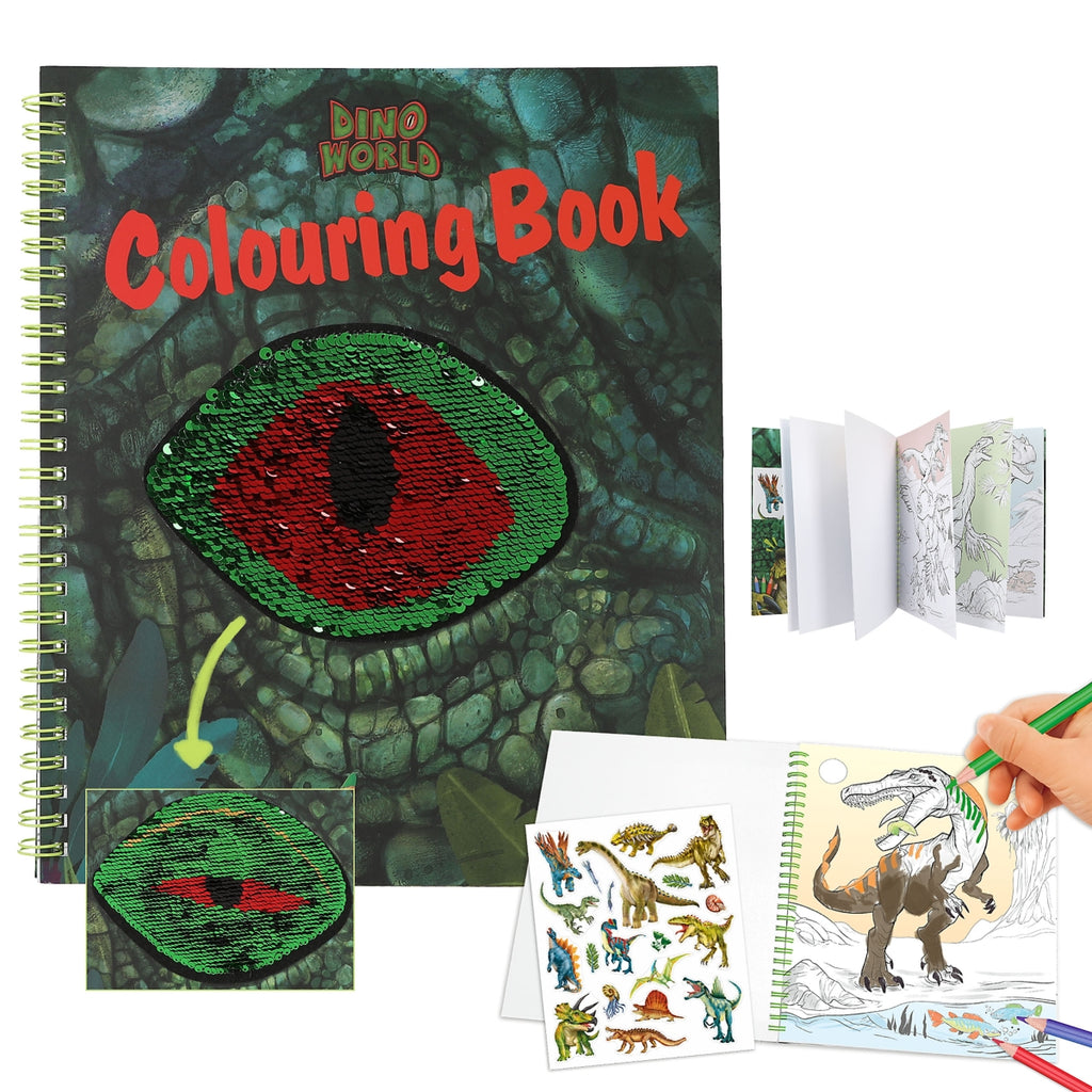 Libro para colorear con lentejuelas - Dino World