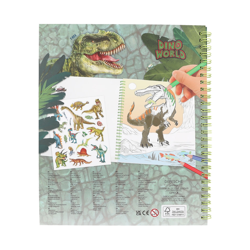 Libro para colorear con lentejuelas - Dino World