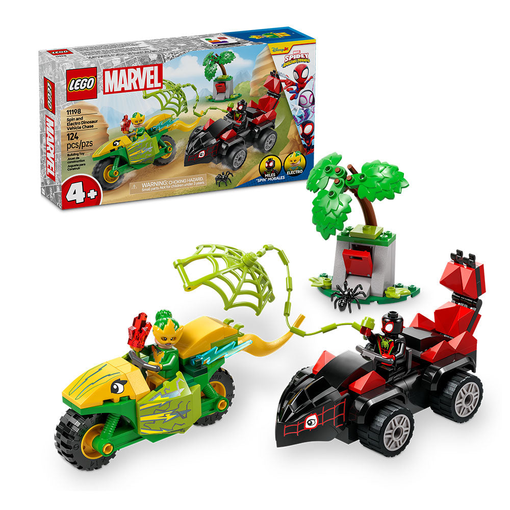 Spin y Electro: Duelo de Vehículos Dinosaurio