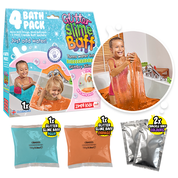 Slime Baff Pack Glitter Turquesa Naranjo