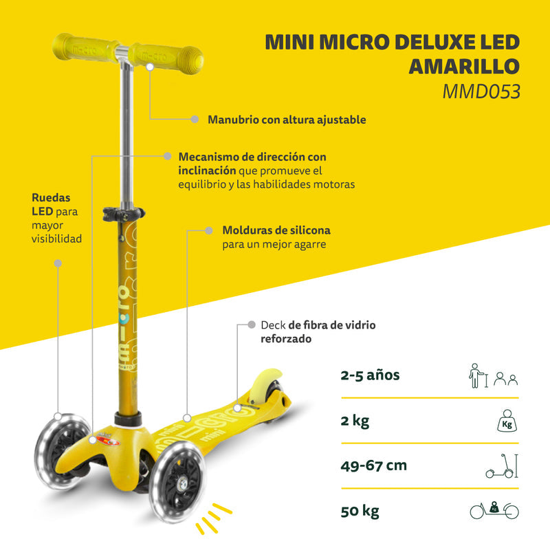 Scooter Micro Mini Deluxe LED Amarillo