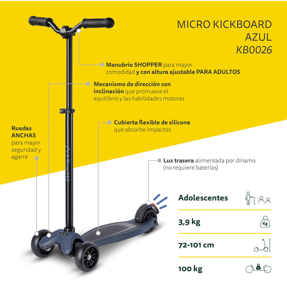 Scooter Micro Adolescentes Kickboard Azul