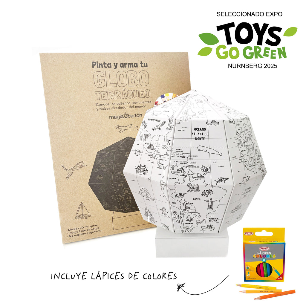 Globo Terráqueo + lápices 12 colores