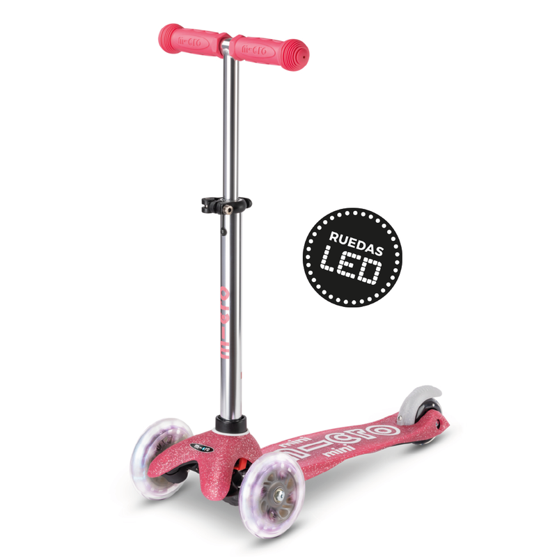 Scooter Micro Mini Deluxe LED Glitter Rosado