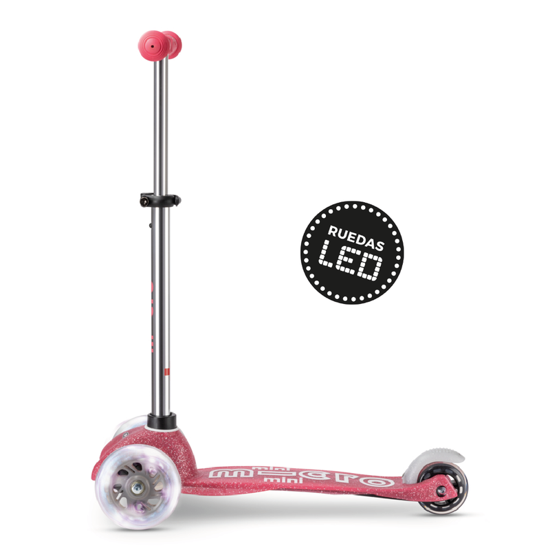 Scooter Micro Mini Deluxe LED Glitter Rosado