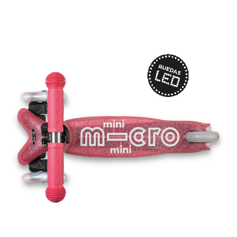 Scooter Micro Mini Deluxe LED Glitter Rosado