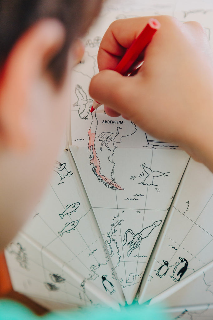 Globo Terráqueo + lápices 12 colores