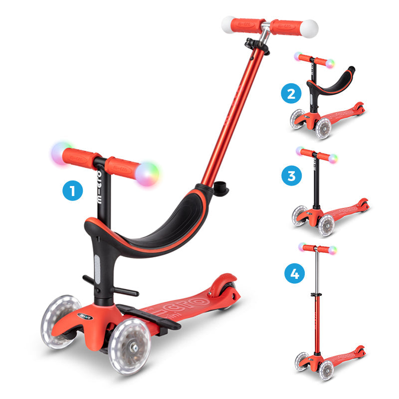 Scooter Micro Mini2Grow Deluxe LED Magic Rojo