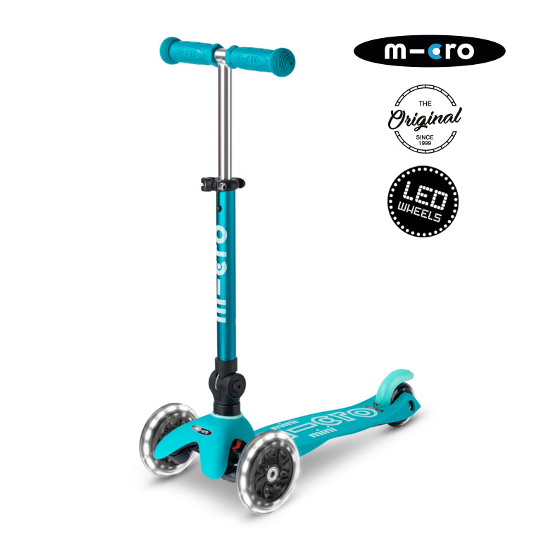 Scooter Micro Mini Deluxe LED Plegable Aqua