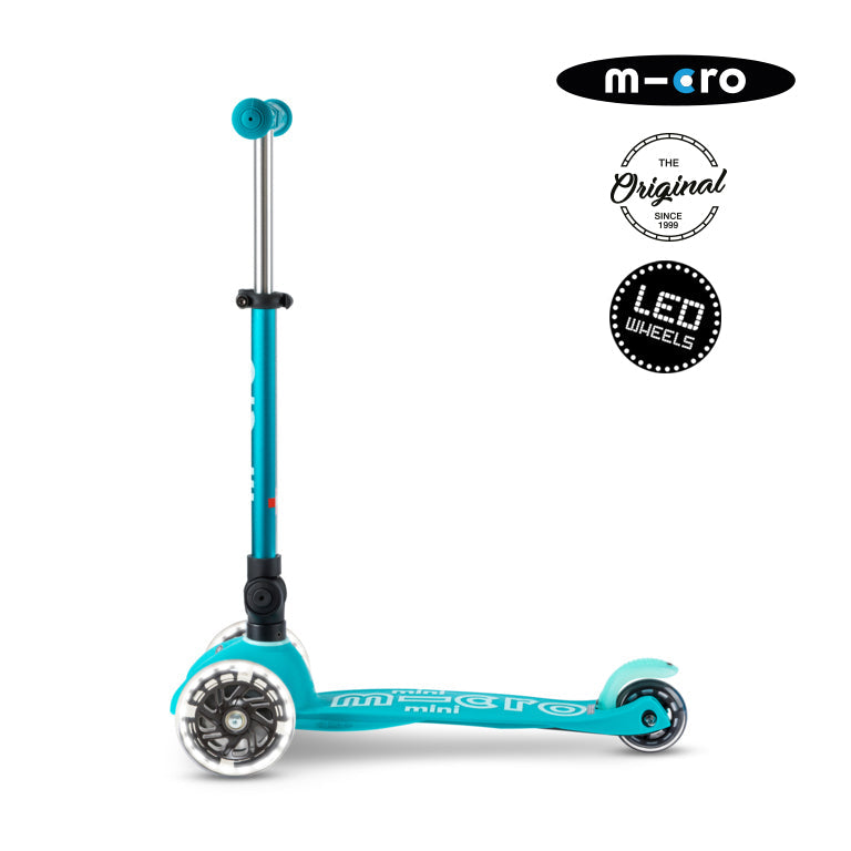 Scooter Micro Mini Deluxe LED Plegable Aqua