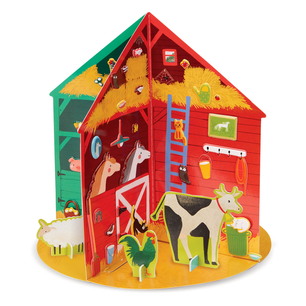 Casita en 3D con stickers inflados - En el granero