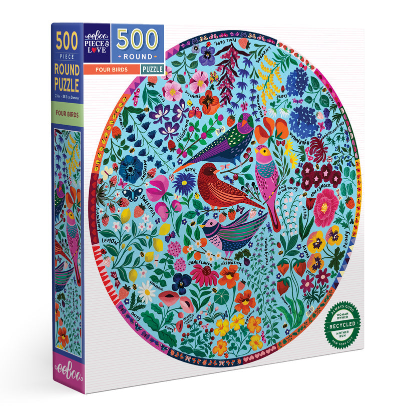 Puzzle redondo 500 piezas Cuatro pájaros