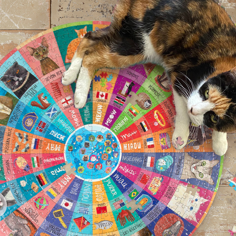 Puzzle redondo 500 piezas Gatos del mundo