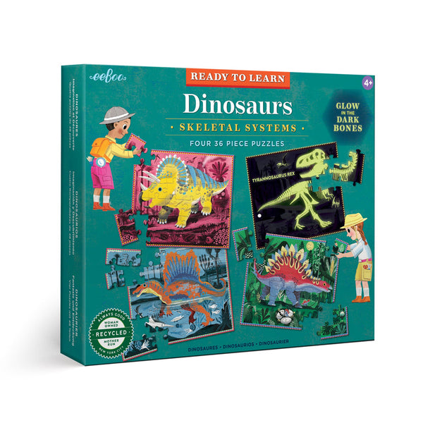 Set de 4 puzzles de 36 piezas Dinosaurios