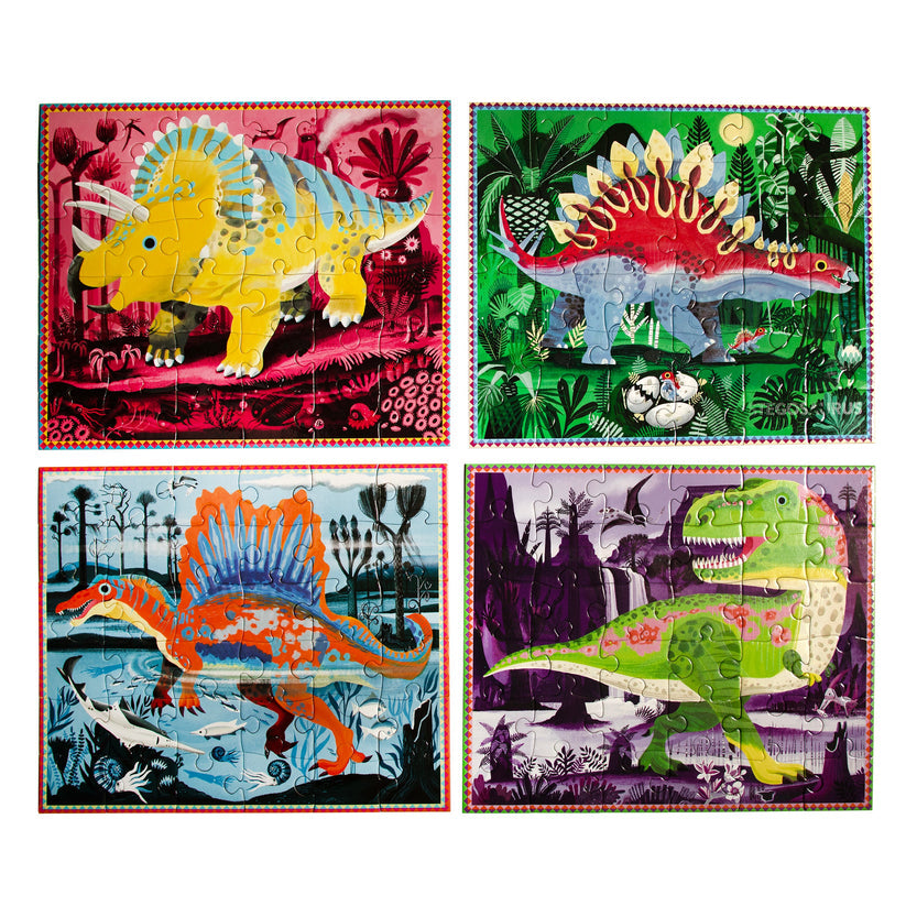Set de 4 puzzles de 36 piezas Dinosaurios