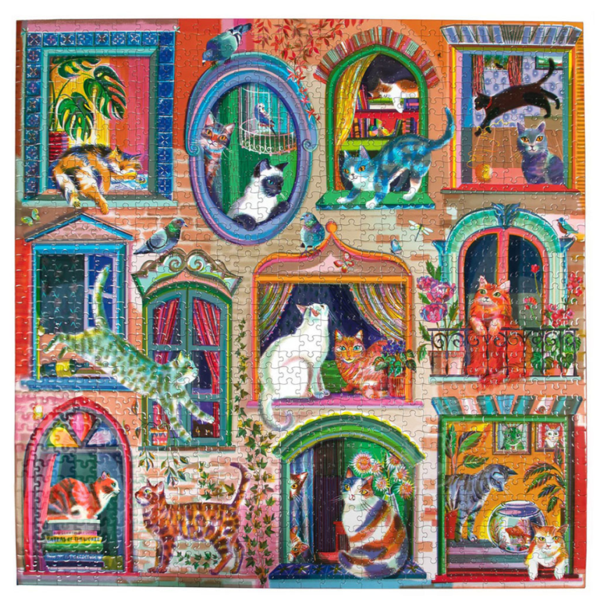 Puzzle 1000 piezas: Gatos en la ventana