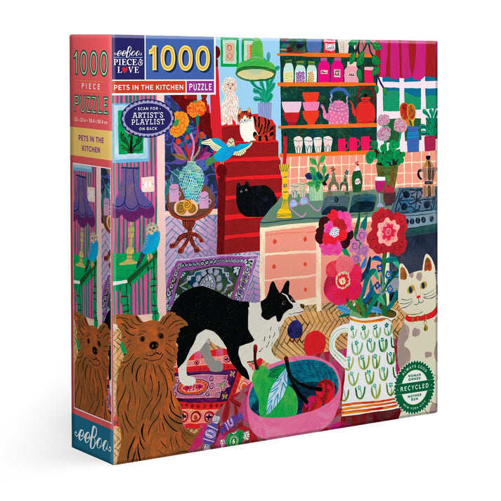 Puzzle 1000 piezas: Pets in the Kitchen