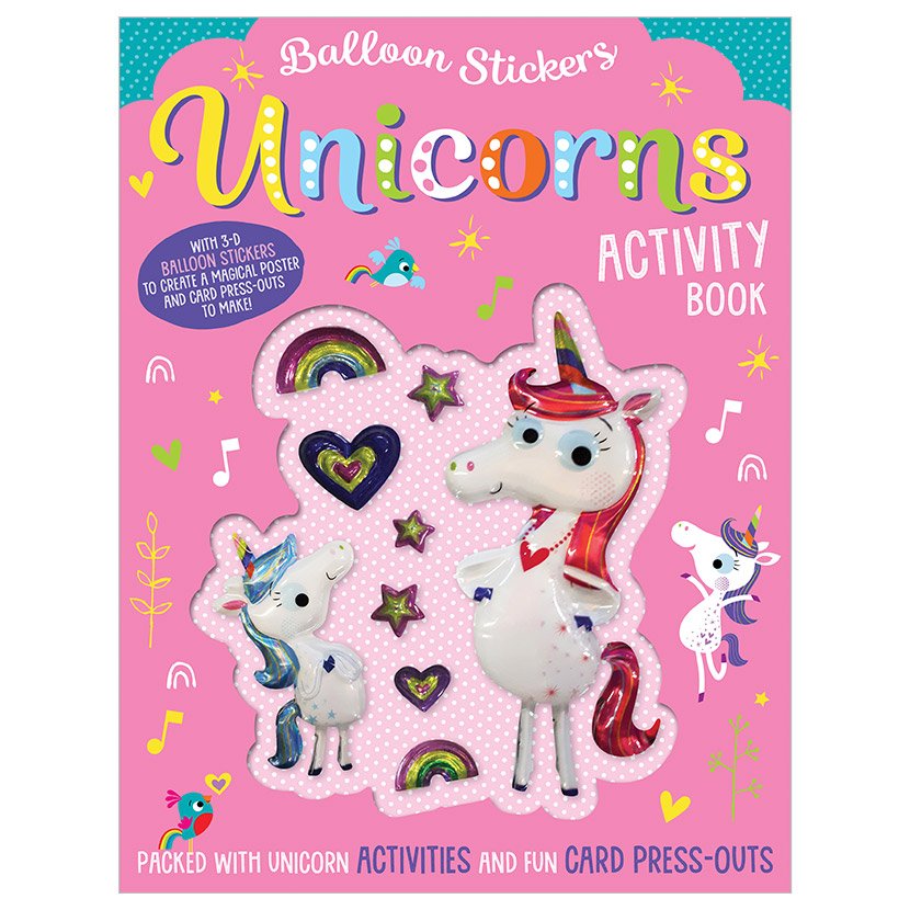Libro de actividades con stickers inflados: Unicorns