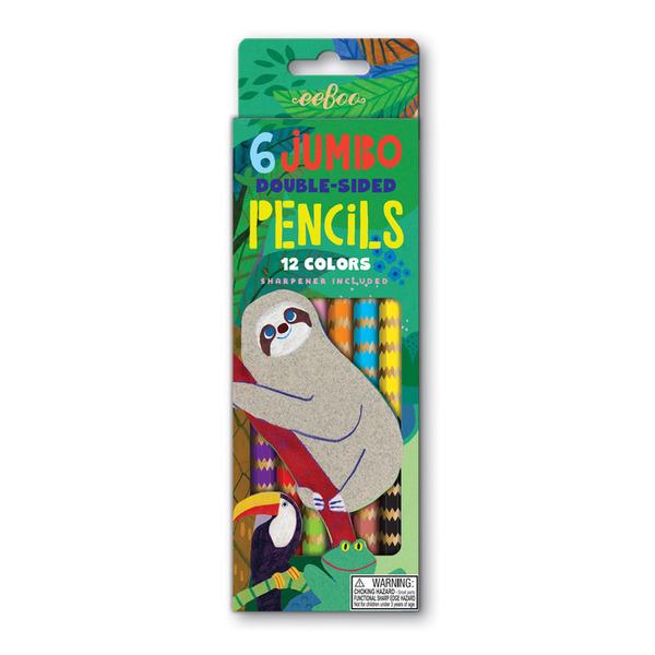 6 lápices Jumbo doble colores - perezoso
