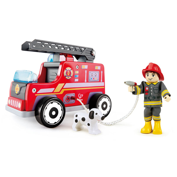 Camión de bomberos y equipo de rescate
