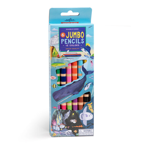 6 lápices Jumbo doble colores - Bajo el mar