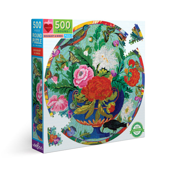 Puzzle redondo 500 piezas Bouquet y Pájaros