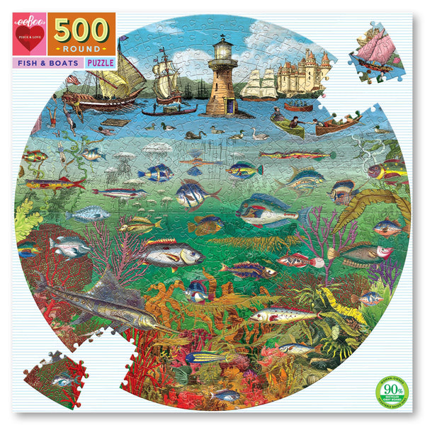 Puzzle redondo 500 piezas peces y botes