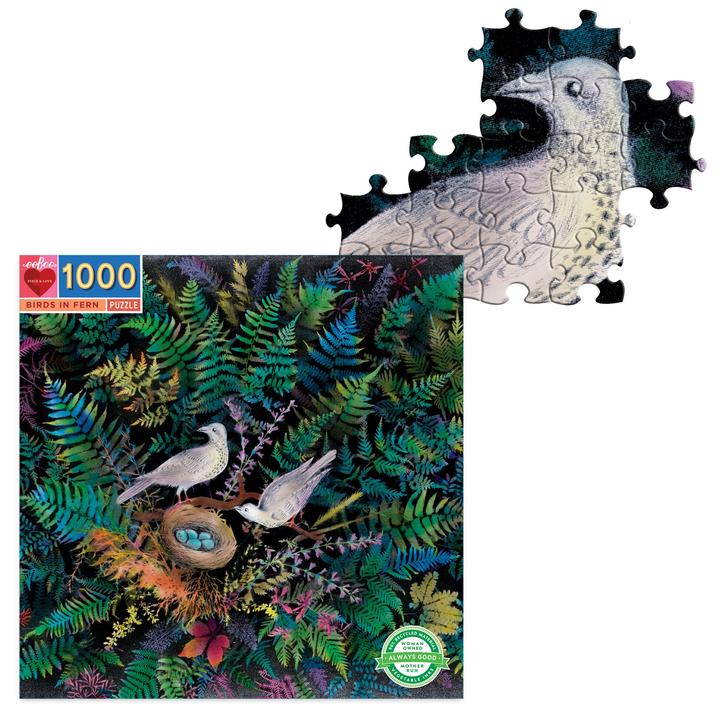 Puzzle 1000 piezas: Pájaros en Helechos