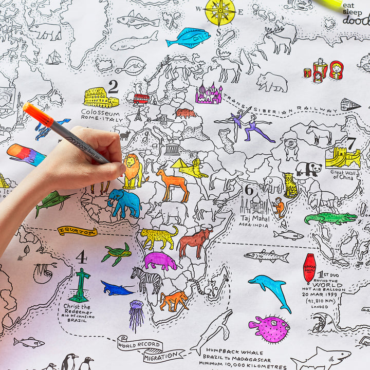 Set de Papel de Regalo para Pintar Mapa del Mundo
